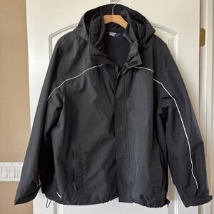 Coat Lands' End Men's Parka XXL 3-in-1 Squall‎ Jacket Black Reflective Piping